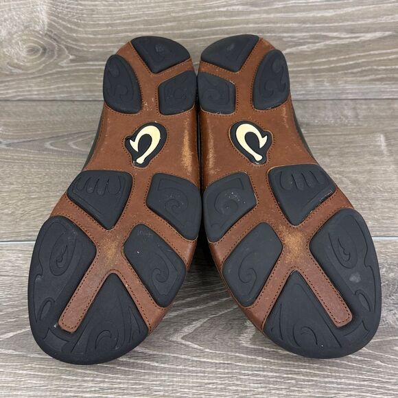 OluKai Moloa Mens Size 10.5 Black Leather Collapsible Heel Slip On Loafer - Picture 8 of 11